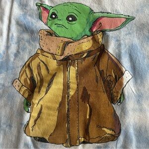 STAR WARS The Mandalorian Grogu Big Coat Portrait  T-Shirt Graphic Tee Medium